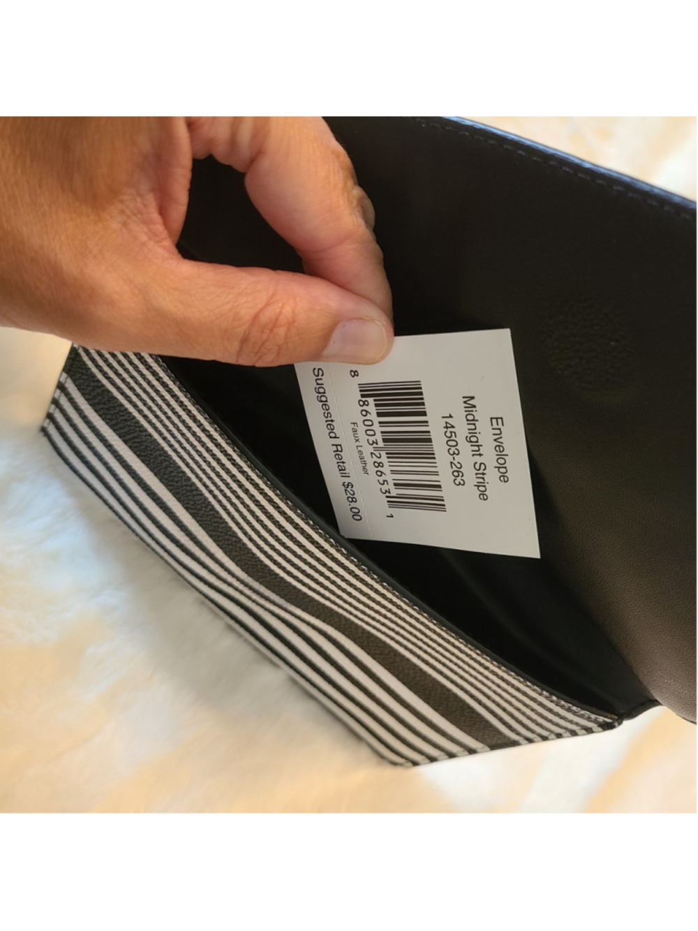 NEW Vera Bradley Tech Envelope Pouch in Midnight Stripe Black, Gray - Picture 6 of 6